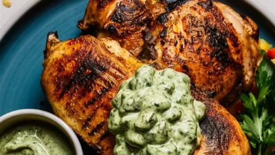 Easy Peruvian Chicken with Creamy Green Sauce Recipe