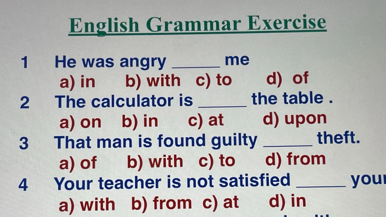 Grammar Exercises with Answers English