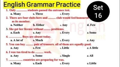 English Grammar Practice Sentences